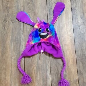 Justice Hat Multicolored Funny Face and Braides One Size